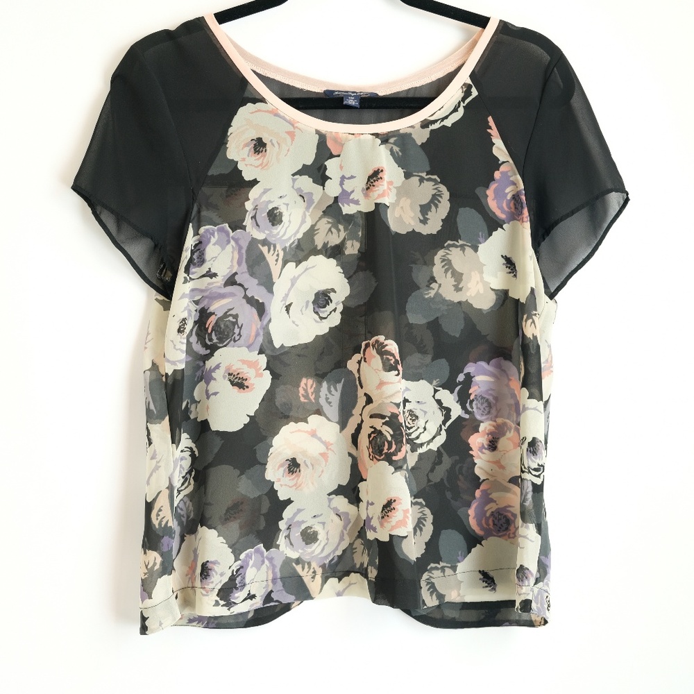 American Eagle Outfitters Sheer Floral Top, M